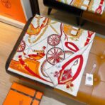 爱马仕姆米双面斜纹真丝方巾 橙色款 - 图片 4