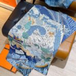 爱马仕姆米双面斜纹真丝方巾 蓝色款 - 图片 3