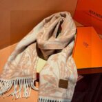 爱马仕巴黎时装展商务男士女士羊绒围巾 浅橙色款 - Imagem 3