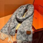 爱马仕巴黎时装展商务男士女士羊绒围巾 灰色款 - 图片 3