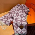 爱马仕巴黎时装展商务男士女士羊绒围巾 紫色款 - Imagem 4