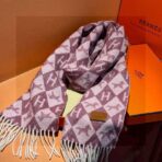 爱马仕巴黎时装展商务男士女士羊绒围巾 紫色款 - Imagem 3