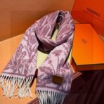 爱马仕巴黎时装展商务男士女士羊绒围巾 紫色款 - Imagem 4