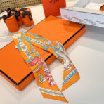 爱马仕“心形鞍具”双层双面束发带 橙色