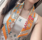 爱马仕“心形鞍具”双层双面束发带 橙色 - 图片 2