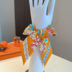 爱马仕“心形鞍具”双层双面束发带 橙色 - 图片 4