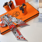 爱马仕“心形鞍具”双层双面束发带 灰色 - Imagem 3