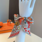 爱马仕“心形鞍具”双层双面束发带 灰色 - Imagem 2