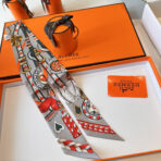 爱马仕“心形鞍具”双层双面束发带 灰色