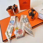 爱马仕“心形鞍具”双层双面束发带 白橙撞色 - 图片 2