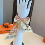 爱马仕“心形鞍具”双层双面束发带 白橙撞色 - 图片 4