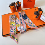 爱马仕“心形鞍具”双层双面束发带 粉色 - 图片 2