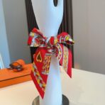 爱马仕“心形鞍具”双层双面束发带 红色