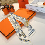 爱马仕“心形鞍具”双层双面束发带 蓝色 - 图片 2