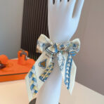 爱马仕“心形鞍具”双层双面束发带 蓝色 - 图片 3