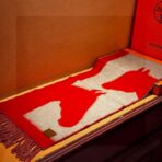 爱马仕提花编织围巾 红灰撞色