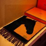 爱马仕提花编织围巾 黑橙撞色 - 图片 3