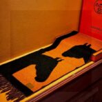 爱马仕提花编织围巾 黑橙撞色