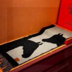 爱马仕提花编织围巾 黑灰撞色