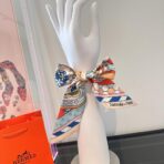 爱马仕斜纹真丝丝巾 杏色 - 图片 2