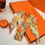 爱马仕斜纹真丝丝巾 橙色款 - Imagem 3