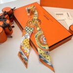爱马仕斜纹真丝丝巾 橙色款