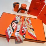 爱马仕斜纹真丝丝巾 玫红色 - Image 2