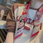 爱马仕斜纹真丝丝巾 玫红色 - Image 3