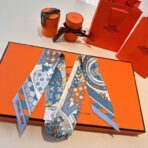 爱马仕斜纹真丝丝巾 蓝色款 - Imagem 2