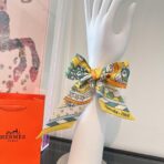 爱马仕斜纹真丝丝巾 黄色款 - 图片 3