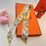 爱马仕斜纹真丝丝巾 黄色款