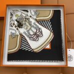 爱马仕斜纹真丝方巾 棕色款 - 图片 2