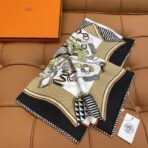 爱马仕斜纹真丝方巾 棕色款 - 图片 4