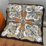 爱马仕斜纹真丝方巾 棕色款