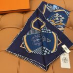 爱马仕斜纹真丝方巾 深蓝色款 - Imagem 4