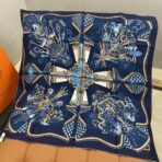 爱马仕斜纹真丝方巾 深蓝色款