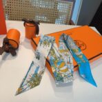 爱马仕斜纹真丝束发带 天蓝色 - Image 4