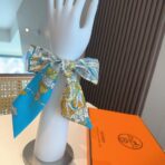 爱马仕斜纹真丝束发带 天蓝色 - Image 2