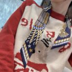 爱马仕斜纹真丝束发带 棕蓝撞色 - 图片 4