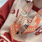 爱马仕斜纹真丝束发带 橙色 - 图片 2