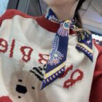 爱马仕斜纹真丝束发带 深蓝色 - 图片 2