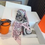 爱马仕斜纹真丝束发带 粉色 - 图片 4