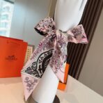 爱马仕斜纹真丝束发带 粉色 - 图片 2