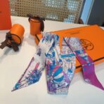 爱马仕斜纹真丝束发带 紫红色 - 图片 2