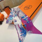 爱马仕斜纹真丝束发带 紫红色 - 图片 3