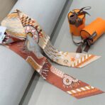 爱马仕斜纹真丝束发带 红色