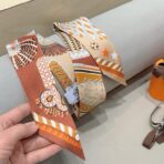 爱马仕斜纹真丝束发带 红色 - 图片 2