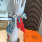 爱马仕斜纹真丝束发带 红蓝撞色 - 图片 2