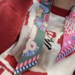 爱马仕斜纹真丝束发带 绿粉撞色 - Imagem 2