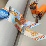 爱马仕斜纹真丝束发带 蓝棕撞色